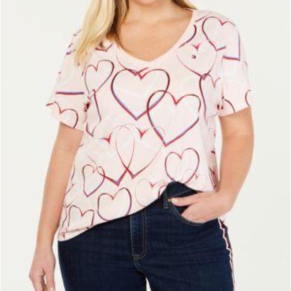 Tommy Hilfiger Pink Heart-Print Tee